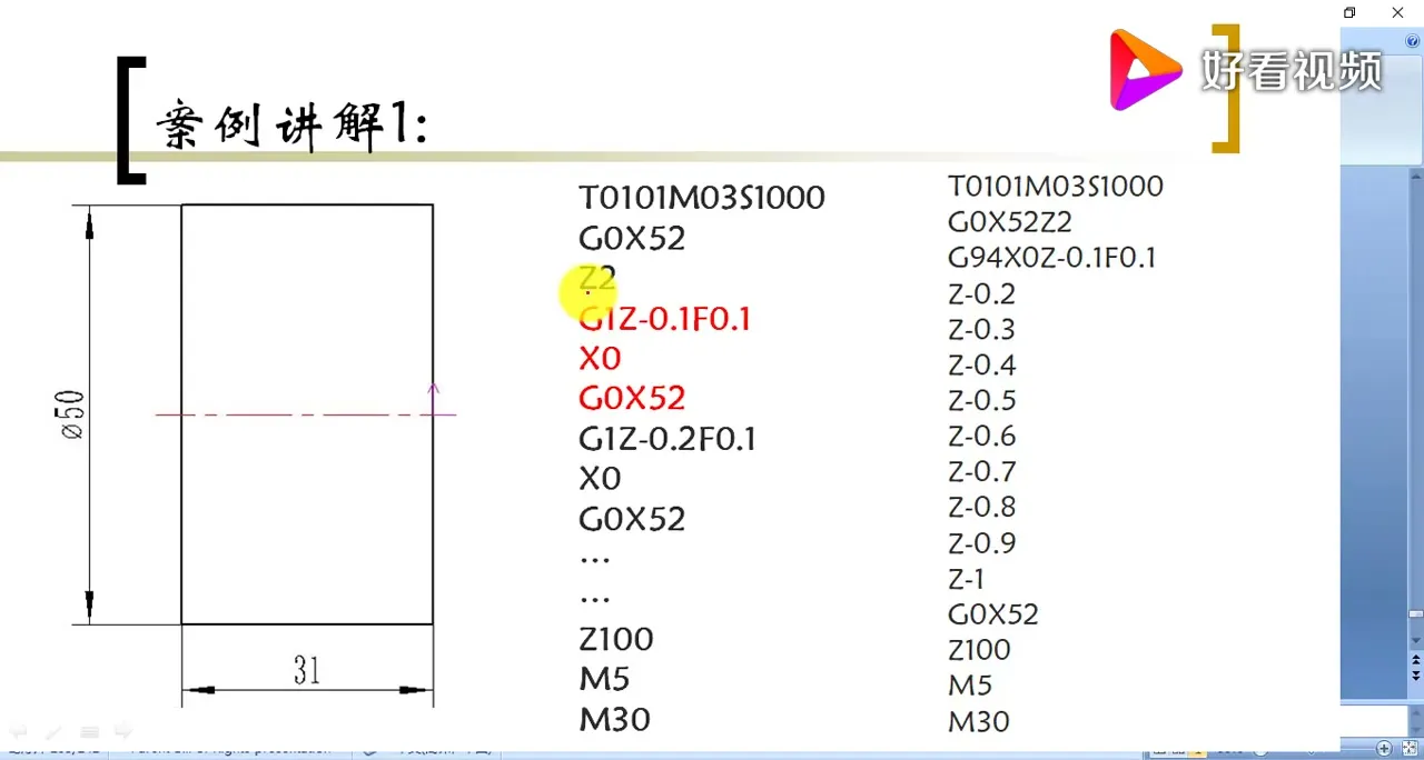 三角函数应用 - 宏程序入门案例讲解视频，以车削端面为例_好看视频 - 操作画面